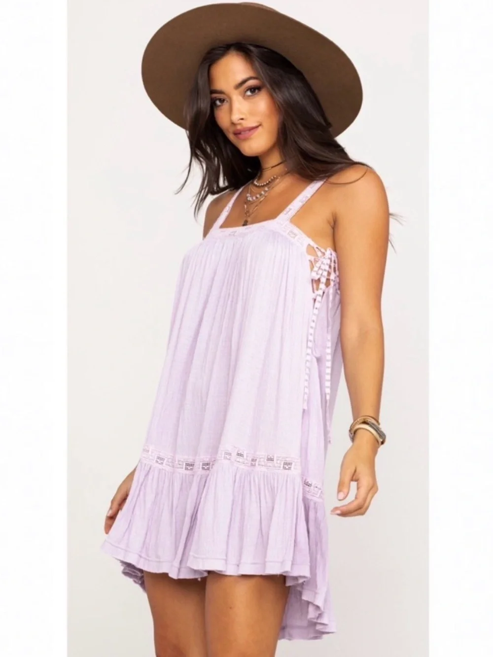 NWT Free People Sweet Thing Tunic Mini Dress - Lilac Purple